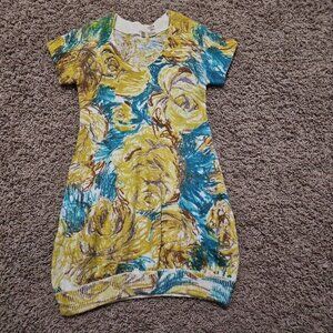 Anthropologie Moth Sweater Dress Wool & Alpaca Mini Knit Small Floral Tunic